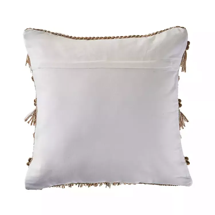 Pillows>Kirklands Home Neutral Embroidered Fringe Accent Pillow Brown