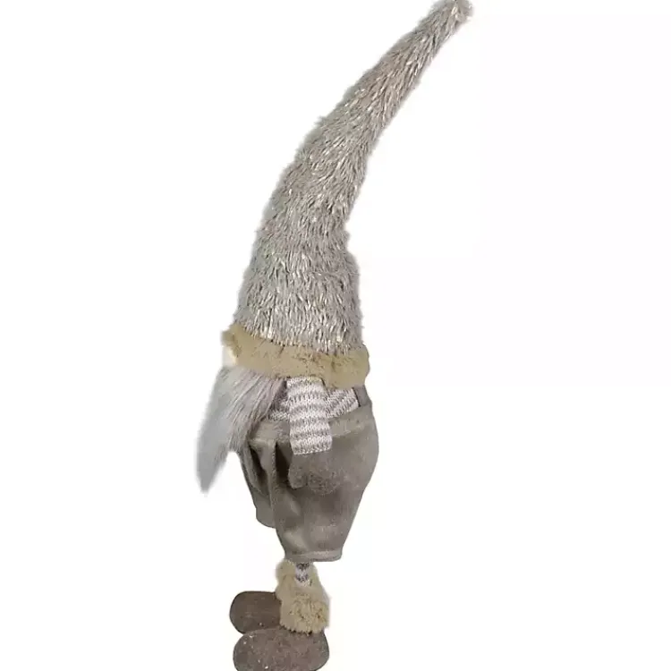 Christmas Decorations>Kirklands Home Neutral Fur Striped Standing Gnome Gray