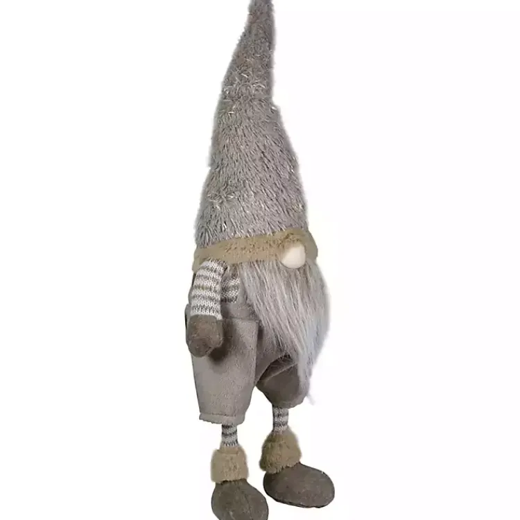 Christmas Decorations>Kirklands Home Neutral Fur Striped Standing Gnome Gray