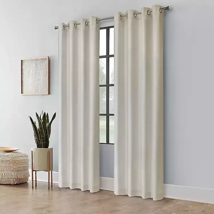 Kirklands Home Neutral Light Filtering Curtain Panel, 63 in. Ivory Hot