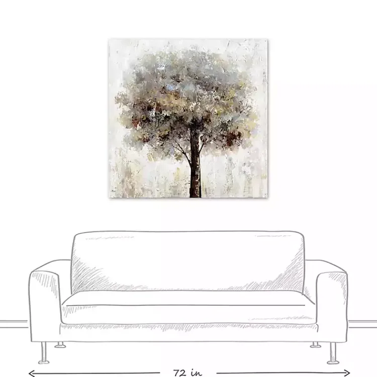 Kirklands Home Neutral Painted Tree Square Canvas Art Print Tan Clearance