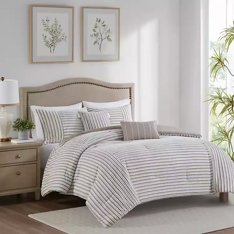 Kirklands Home Neutral Striped 5-pc. King Comforter Set