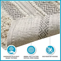 Kirklands Home Neutral Tufted Stripes Woven Bath Mat Brown Online
