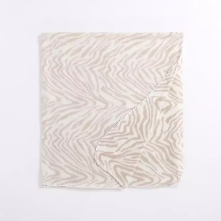 Blankets & Throws>Kirklands Home Neutral Zebra Print Fleece Throw