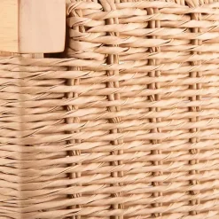 Kirklands Home Newport Natural Wood and Rattan Bench with Shelf Brown Online