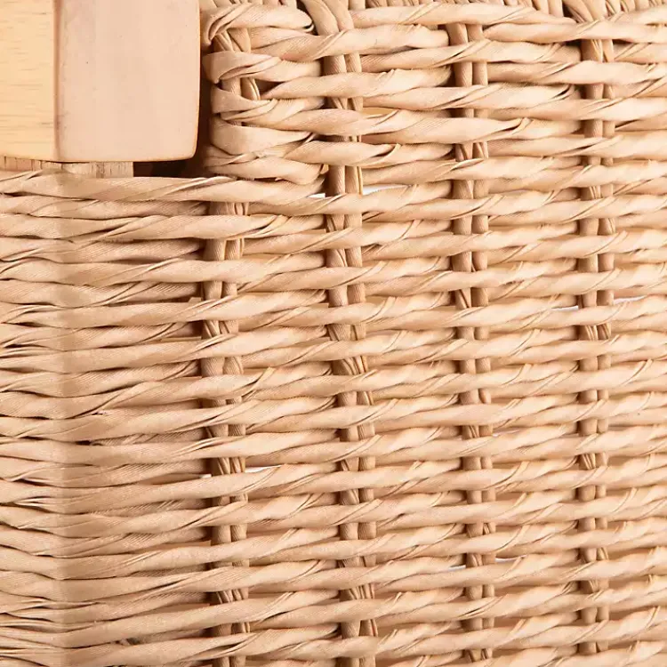 Kirklands Home Newport Natural Wood and Rattan Bench with Shelf Brown Online