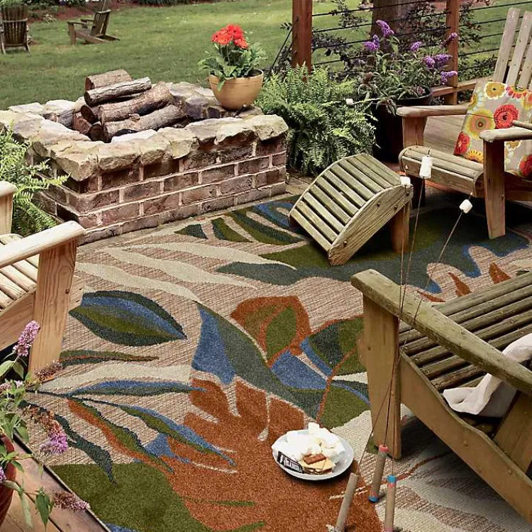 Kirklands Home North Shore Botanical Outdoor Area Rug, 9x12 Multi Clearance