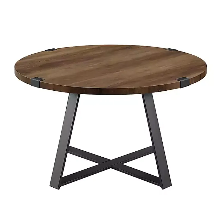 Kirklands Home Oak Urban Rustic Round Coffee Table Brown Discount