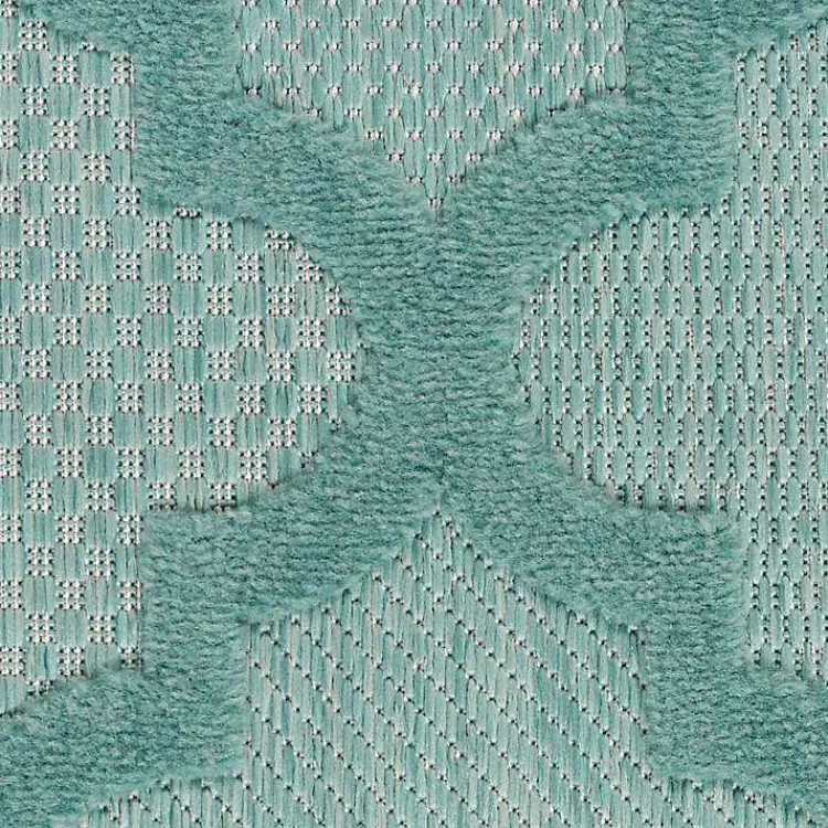 Kirklands Home Ocean Aqua Trellis Outdoor Area Rug, 4x6 Blue New