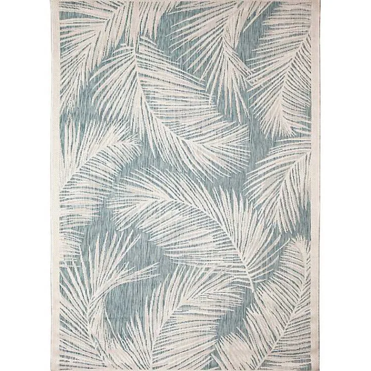 Kirklands Home Ocean Blue Palm Leaves Outdoor Area Rug, 6x9 Sale