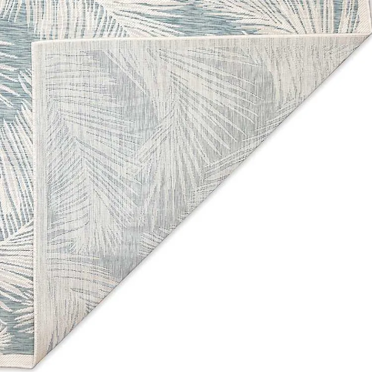 Kirklands Home Ocean Blue Palm Leaves Outdoor Area Rug, 7x9 Hot