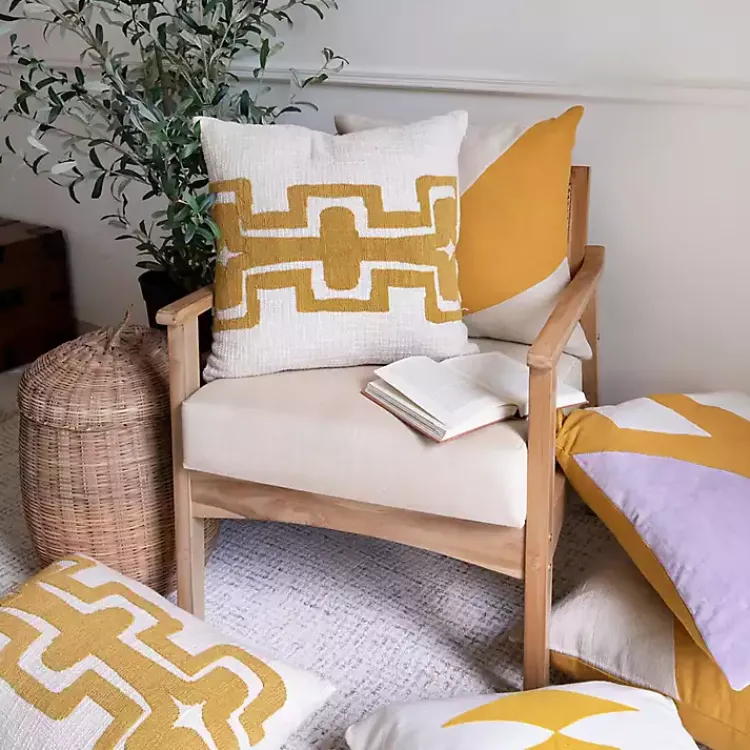 Pillows>Kirklands Home Ochre Geometric Stripe Pillow
