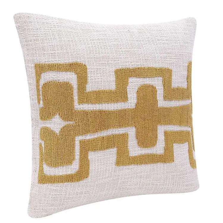 Pillows>Kirklands Home Ochre Geometric Stripe Pillow