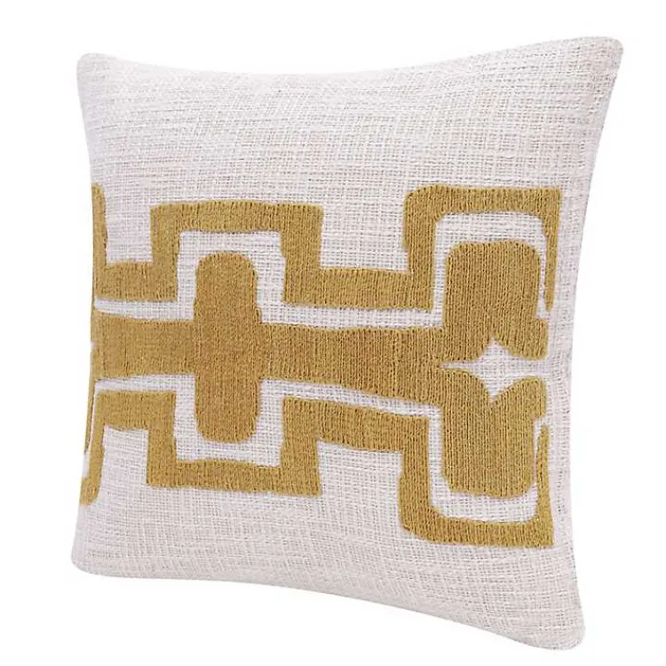 Pillows>Kirklands Home Ochre Geometric Stripe Pillow
