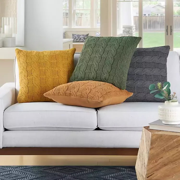 Pillows>Kirklands Home Olive Cable Knit Throw Pillows, Set of 2 Green