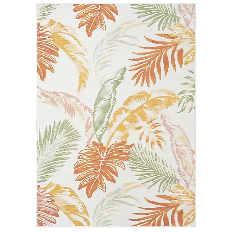 Kirklands Home Orange & Green Palms Reversible Outdoor Rug, 5x7 Best