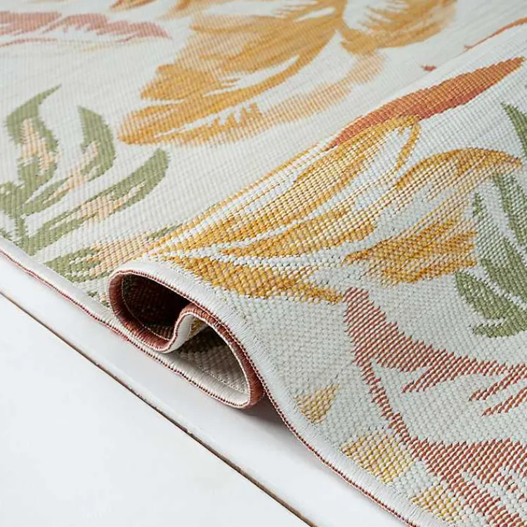 Kirklands Home Orange & Green Palms Reversible Outdoor Rug, 5x7 Best