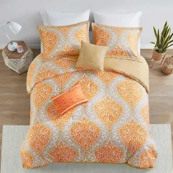 Kirklands Home Orange Damask 5-pc. California King Comforter Set New