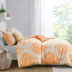 Kirklands Home Orange Damask 5-pc. California King Comforter Set New