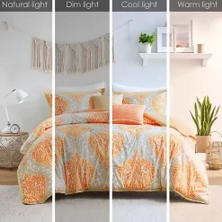Kirklands Home Orange Damask 5-pc. California King Comforter Set New