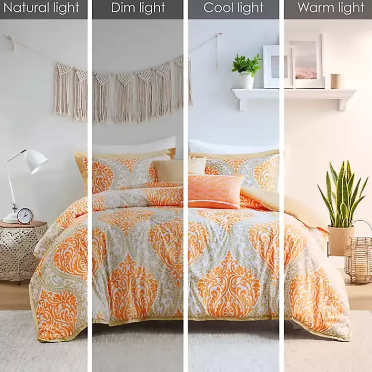 Kirklands Home Orange Damask 5-pc. California King Comforter Set New