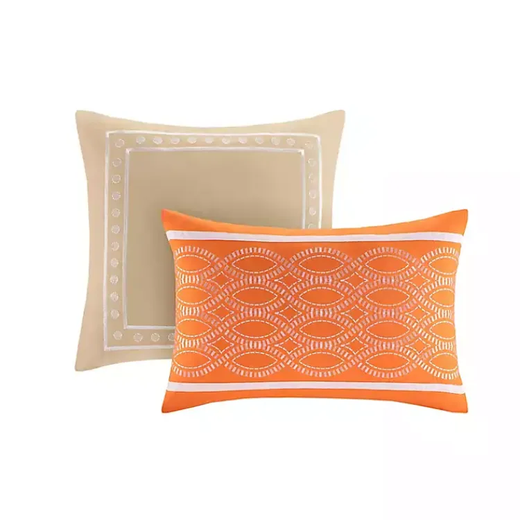 Kirklands Home Orange Damask 5-pc. California King Comforter Set New