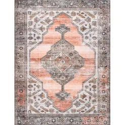 Kirklands Home Orange Distressed Medallion Washable Area Rug, 5x8 Hot