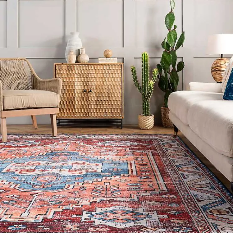 Kirklands Home Orange Faded Medallion Washable Area Rug, 4x6 Online