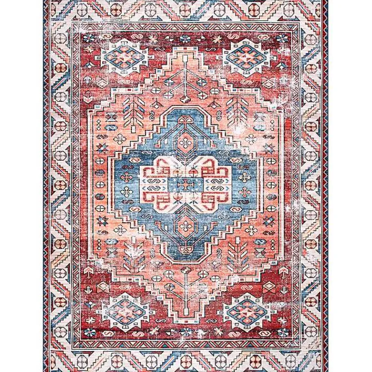 Kirklands Home Orange Faded Medallion Washable Area Rug, 5x8 Outlet
