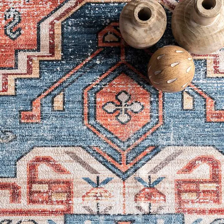 Kirklands Home Orange Faded Medallion Washable Area Rug, 5x8 Outlet