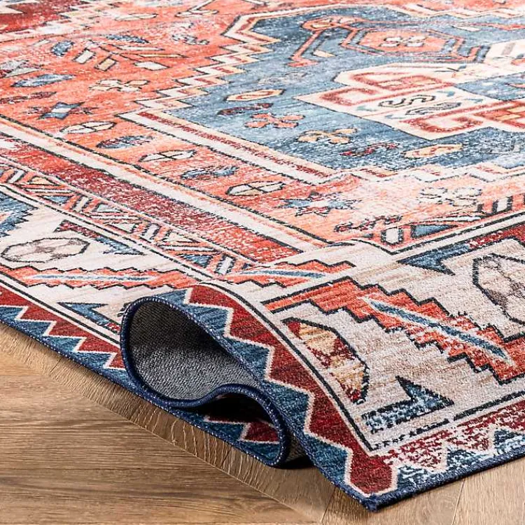 Kirklands Home Orange Faded Medallion Washable Area Rug, 5x8 Outlet