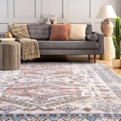 Kirklands Home Global Motif Washable Area Rug, 3x5 Orange Discount