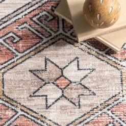 Kirklands Home Global Motif Washable Area Rug, 3x5 Orange Discount