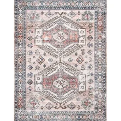 Kirklands Home Orange Global Motif Washable Area Rug, 4x6 New