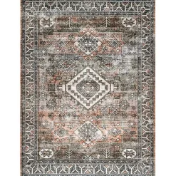 Kirklands Home Orange Global Pattern Washable Area Rug, 4x6 Sale
