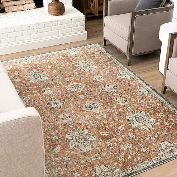Kirklands Home Granary Floral Area Rug, 8x10 Orange Sale