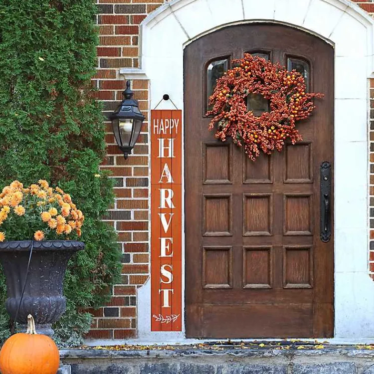 Fall>Kirklands Home Orange Happy Harvest Porch Board, 10 in.