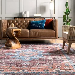 Kirklands Home Orange Medallion Washable Area Rug, 4x6
