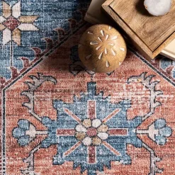 Kirklands Home Orange Medallion Washable Area Rug, 5x8 Best
