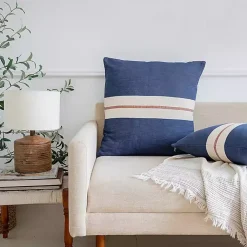 Pillows>Kirklands Home Orange Single Stripe Navy Pillow