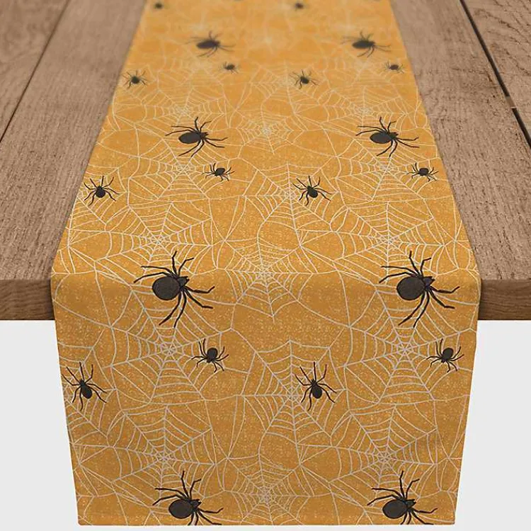 Halloween>Kirklands Home Spiderwebs Halloween Table Runner, 72 in. Orange