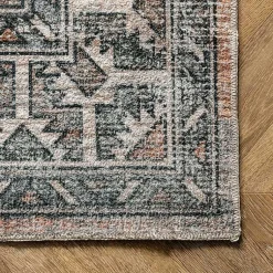 Kirklands Home Orange Tribal Washable Area Rug, 6x9 Outlet
