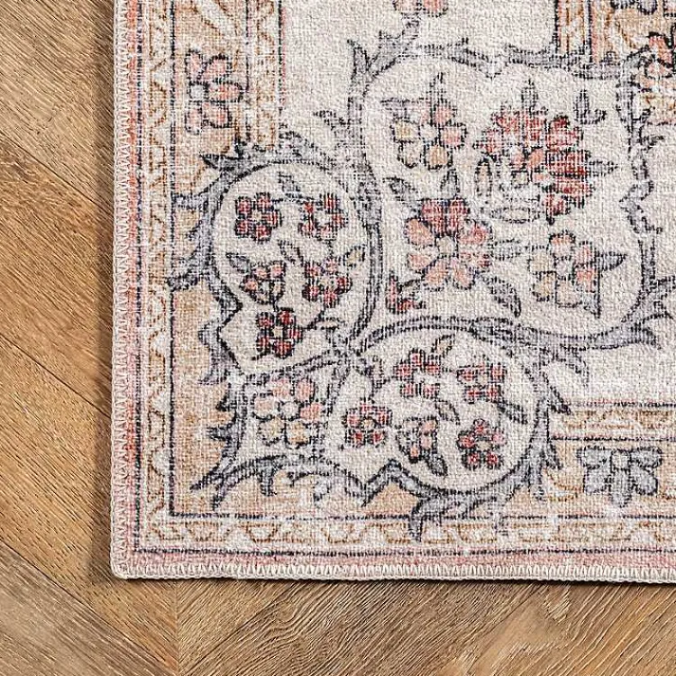 Kirklands Home Orange Vintage Floral Washable Area Rug, 4x6 Best