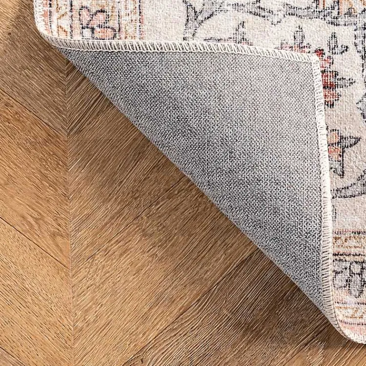 Kirklands Home Orange Vintage Floral Washable Area Rug, 5x8 Best