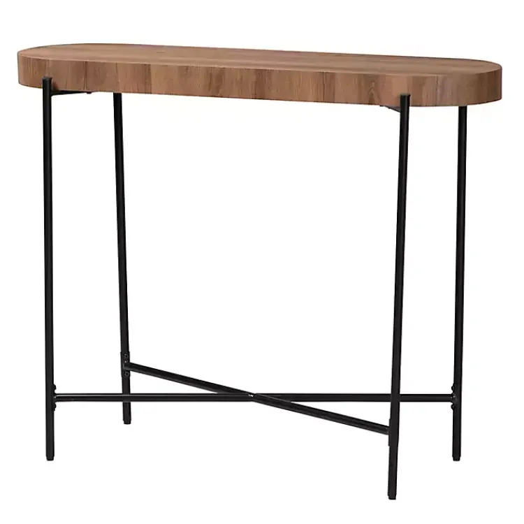 Kirklands Home Oval Light Wood X Base Console Table Brown Clearance