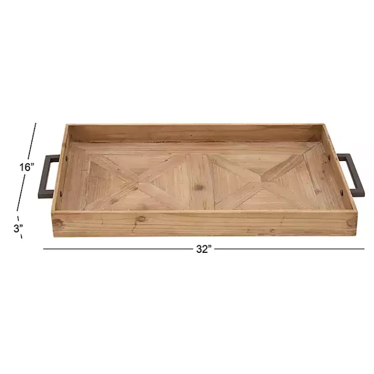 Decorative Trays>Kirklands Home Parquet Fir Wood Decorative Tray Tan