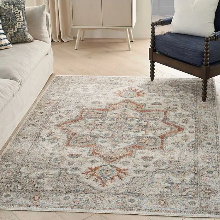Kirklands Home Pastel Medallion Washable Area Rug, 5x7 Gray Best