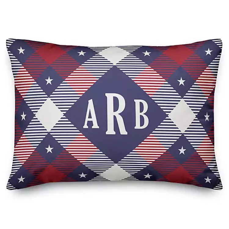 Kirklands Home Patriotic Argyle Monogram Indoor/Outdoor Pillow Best