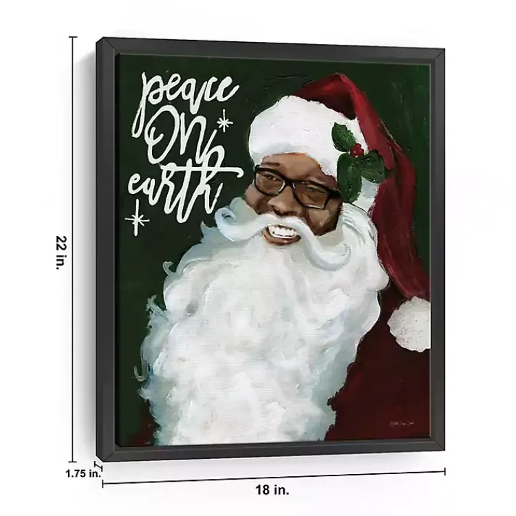 Christmas Art & Wall Decor>Kirklands Home Peace on Earth Santa Framed Canvas Art Print