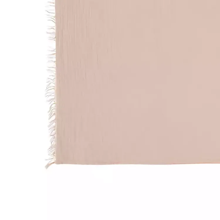 Blankets & Throws>Kirklands Home Peach Crinkled Cotton Fringe Throw Pink